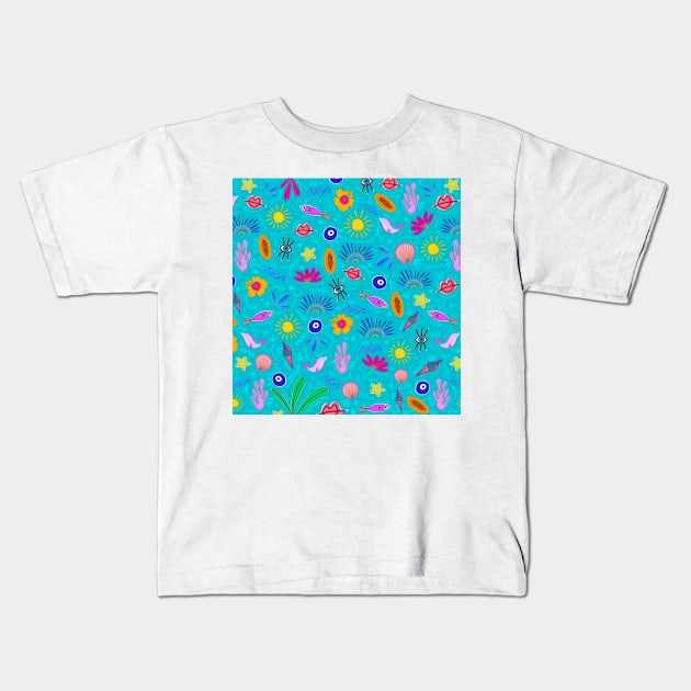 Beach doodles Kids T-Shirt by AS.PAINTINGS